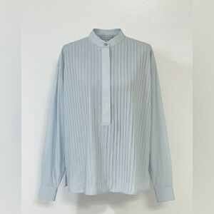 100% Cotton Tory Burch Light Blue Pleated Blouse